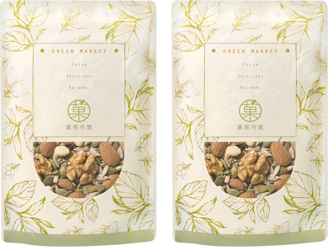 GreenMarket 菓青市集 元氣綜合堅果 低溫烘焙/無調味/原味, 230g, 2包