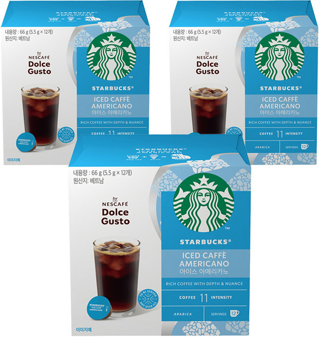 스타벅스 아이스 아메리카노 캡슐커피, 5.5g, 12개입, 3개