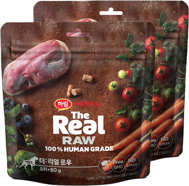 하림펫푸드 어덜트 강아지 더리얼 로우 건조사료, 오리, 50g, 2개