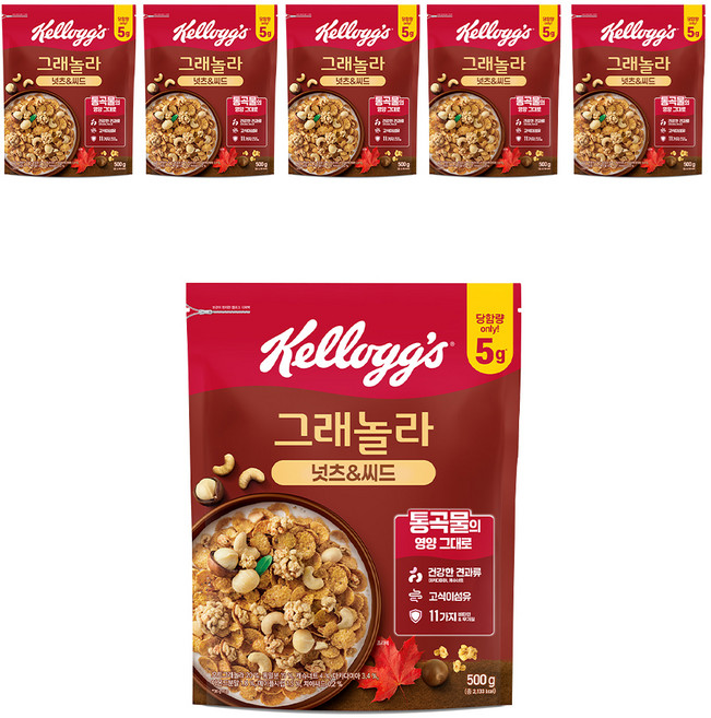 켈로그 넛츠 앤 씨드 그래놀라 시리얼, 500g, 6개