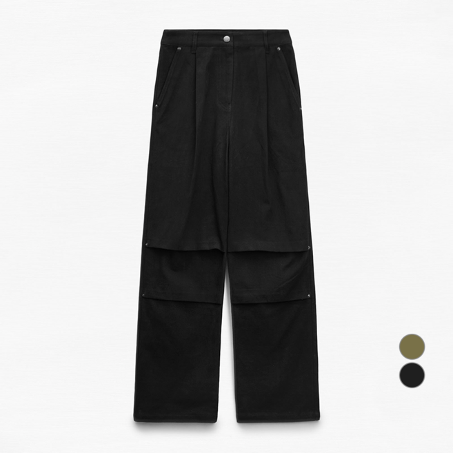 미쏘 여성용 코튼 턱 와이드 팬츠