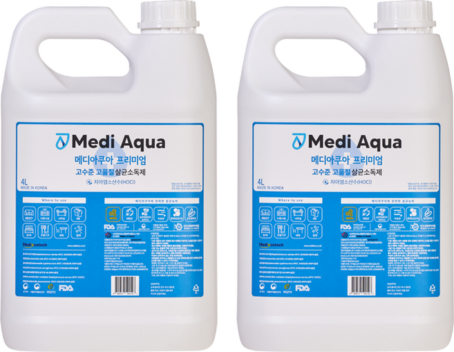 메디아쿠아 살균소독제, 2개, 4L
