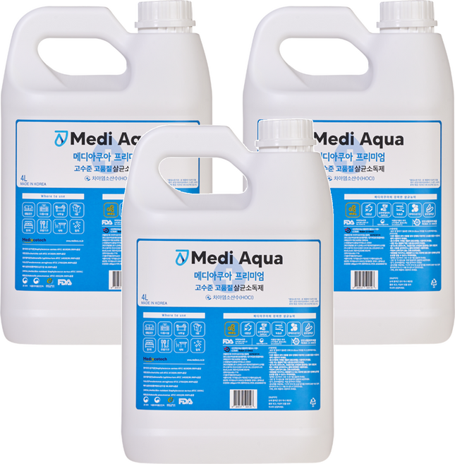 메디아쿠아 살균소독제, 3개, 4L