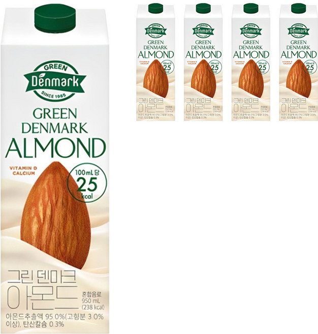 덴마크 그린 아몬드, 950ml, 5개