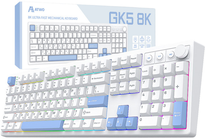 에이투 풀배열 게이밍 유선 키보드 오테뮤 그레이축, 화이트스카이, GK5 8K, 제조사축