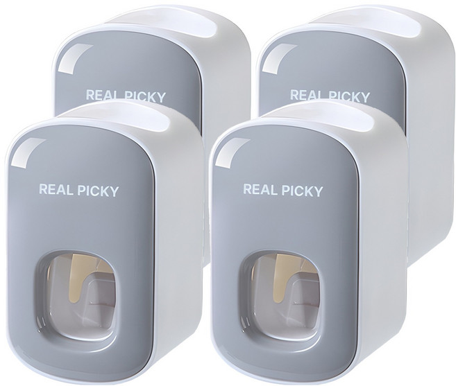 리얼피키 자동 치약 디스펜서, 그레이, 4개