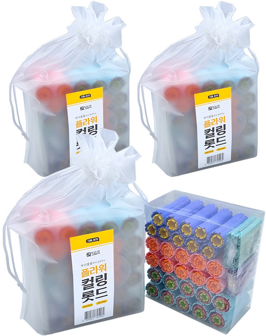 GREAGER 花朵捲髮棒 GR-R10, 3個, 橘色, 綠色, 黃色, 粉紅色, 藍色, 紫色, 薄荷綠