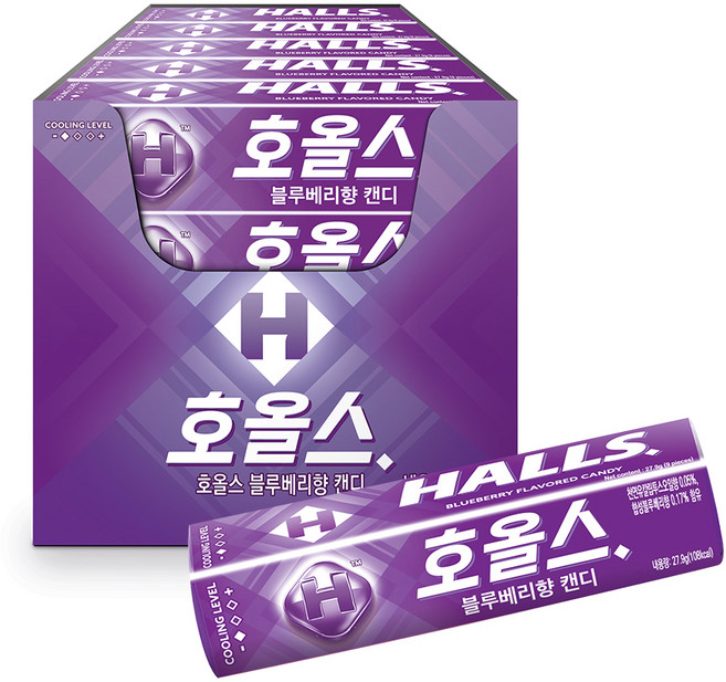 HALLS XS 薄荷涼糖 藍莓口味, 27.9g, 20條