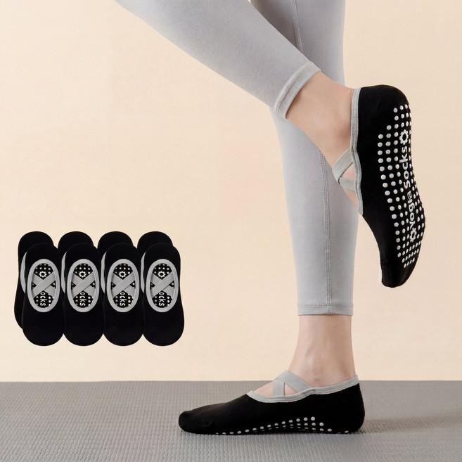 플로우데이 여성용 스포츠 요가 필라테스 미끄럼방지 양말 4켤례