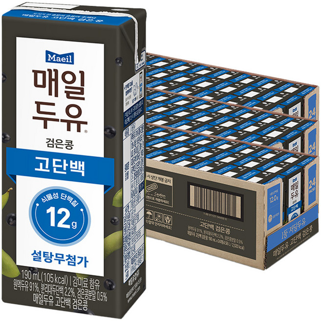 매일두유 고단백 검은콩, 190ml, 72개