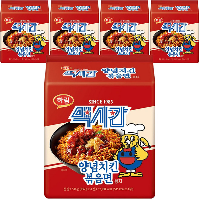 하림 맥시칸 양념치킨 볶음면 봉지 136g, 20개