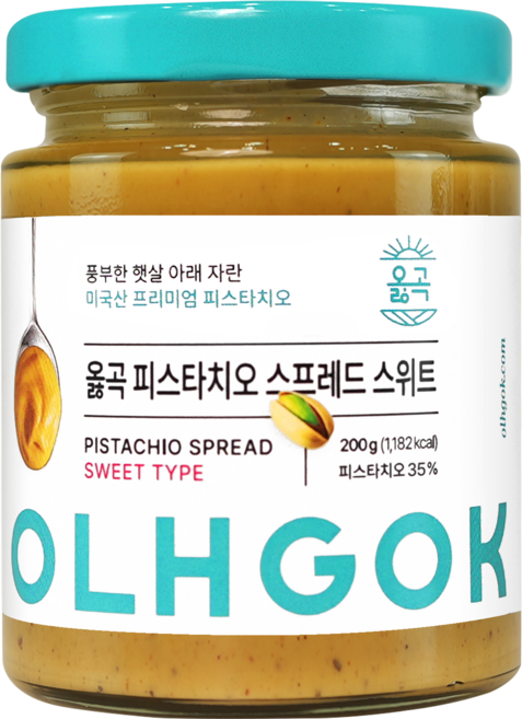 olhgok 甜味開心果抹醬, 200g, 1罐