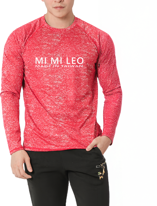 MI MI LEO 台灣製 男款竹炭科技機能薄長袖運動休閒服 深色 M款, 黑紅雲彩
