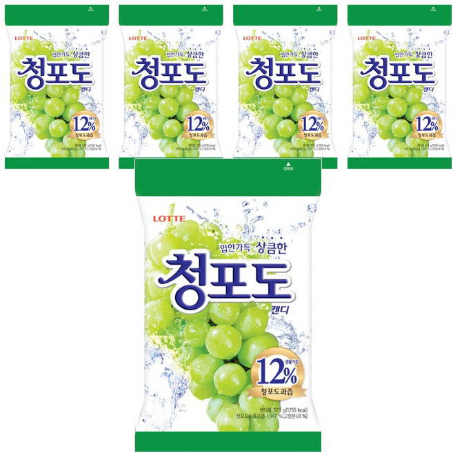 롯데웰푸드 청포도 캔디, 323g, 5개