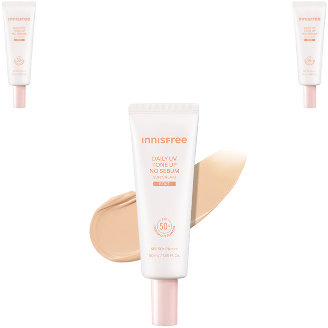 INNISFREE 日常防曬提亮霜 米色 SPF50+ PA++++, 3個, 50ml