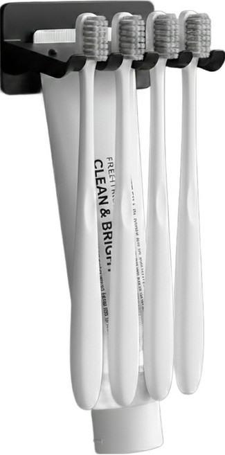 모바이브 무타공 칫솔걸이 4구, 블랙, 1개