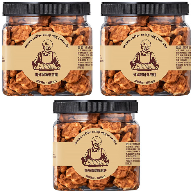恩澤食品 媽媽咖啡鬆煎餅, 260g, 3罐