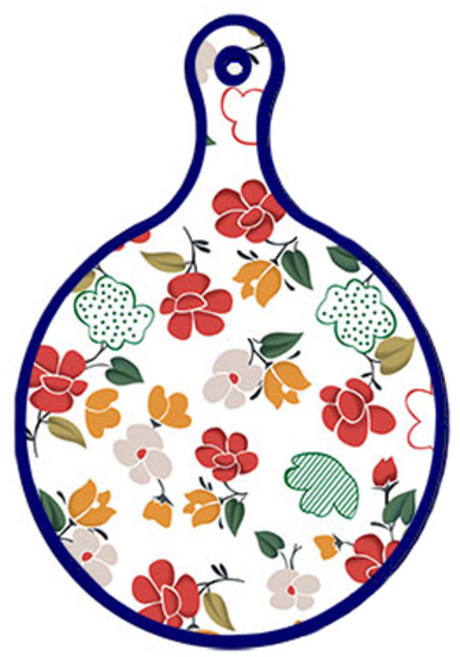 Roem Design Blue Edition 雙面設計圓形上菜砧板 floral木蘭花圖案, 八哥鳥淡黃色, 1個