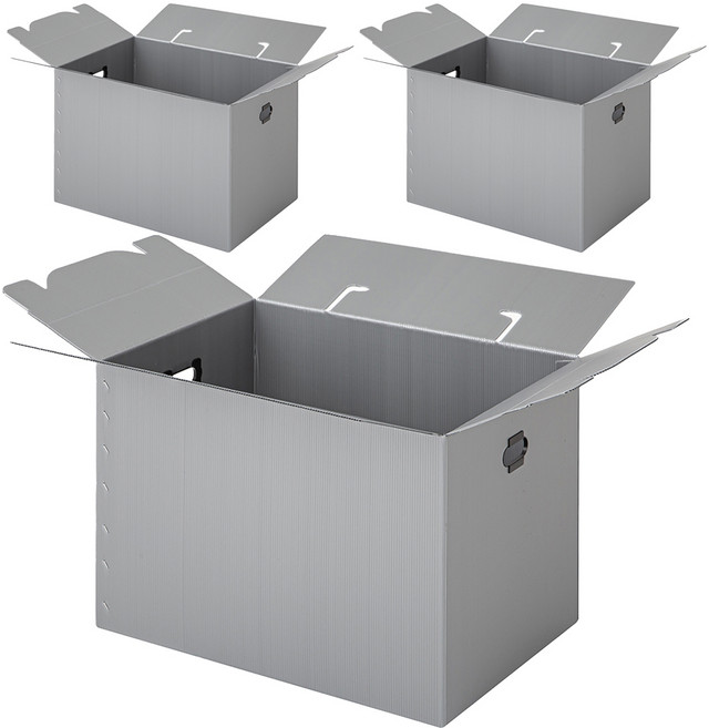 코멧 테이프 없이 조립하는 편리한 이사박스, 실버, 3개