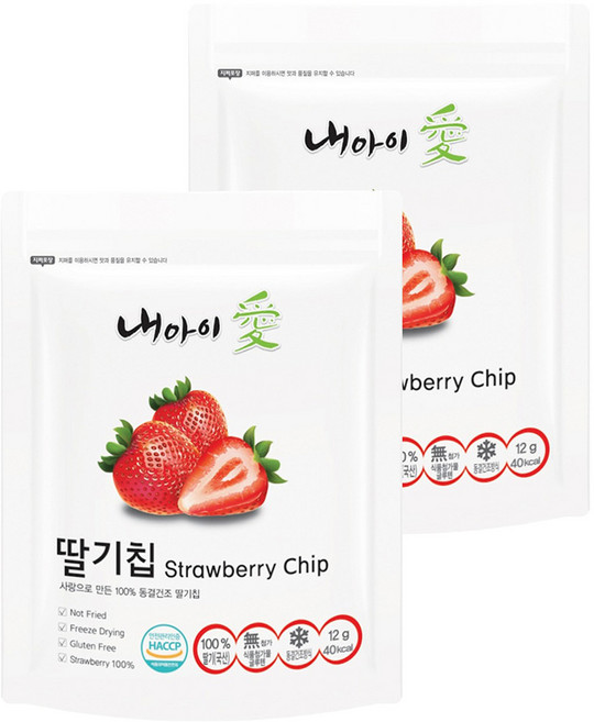 내아이애 동결건조 딸기칩, 12g, 2개