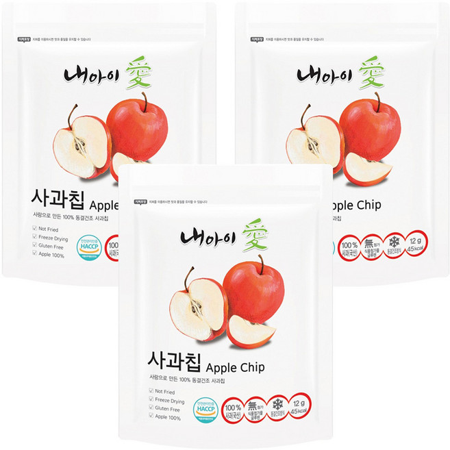 내아이애 동결건조 과일칩, 12g, 3개