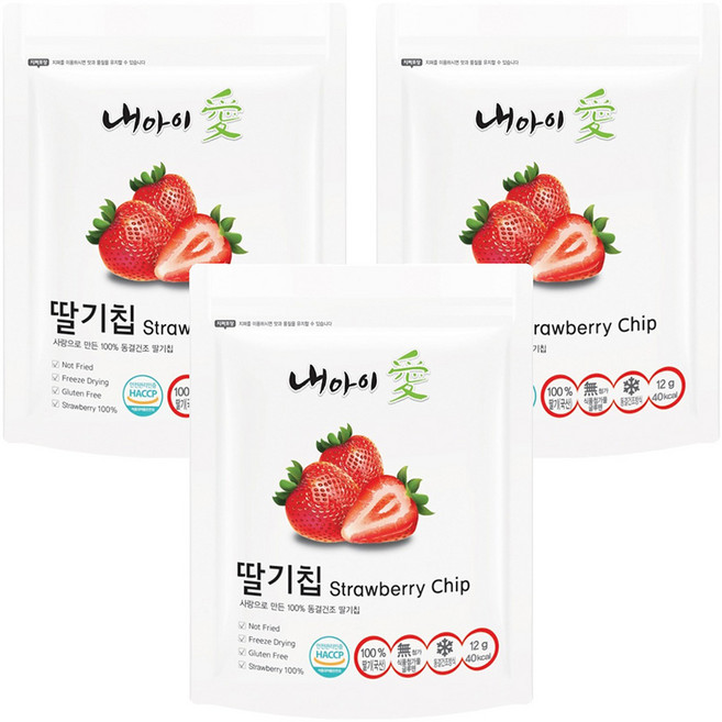 내아이애 동결건조 딸기칩, 12g, 3개