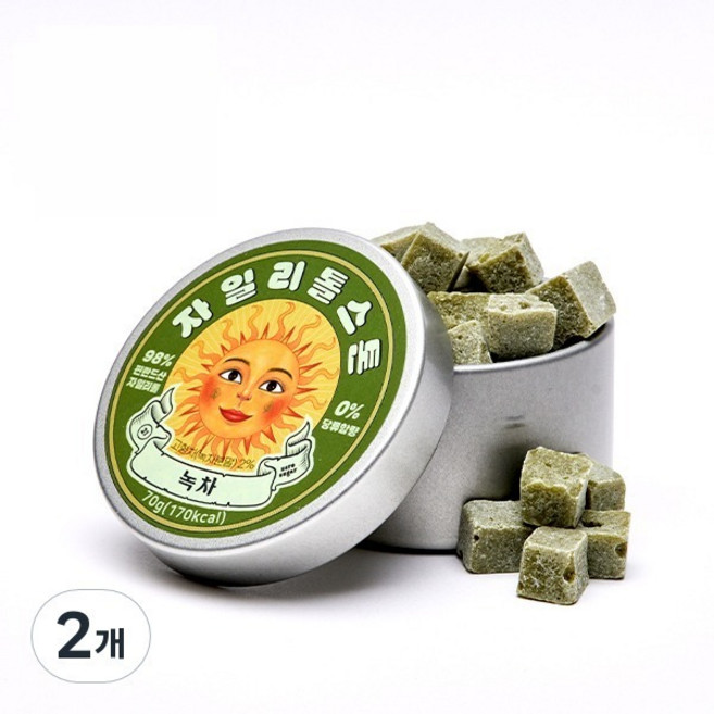 자일리톨스톤 사탕 그린티, 70g, 2개