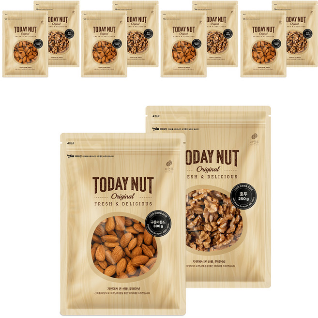 TODAY NUT 烤杏仁 300g + 核桃 250g, 5組