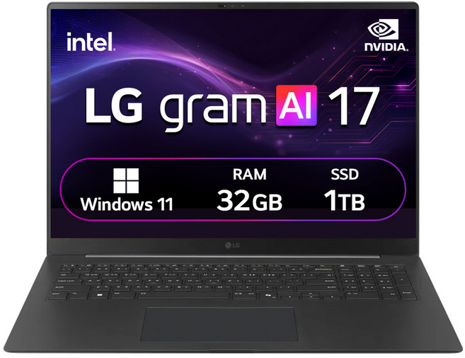 LG전자 2026 그램 프로 17 코어 Ultra7 지포스 RTX 5050 방문설치, 옵시디안 블랙, 17Z90TR-ED7HK, 1TB, 32GB, WIN11 Home