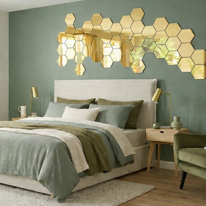 또드림 셀프 인테리어 벽장식 거울 중형 110 x 126 x 63 mm 18p, 골드