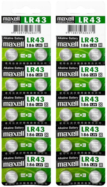 maxell 台灣公司貨 鹼性鈕扣型電池 LR43, 10顆, 2組