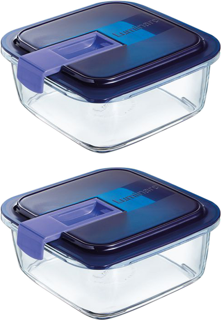 루미낙 이지박스 정사각 밀폐용기, 2개, 760ml