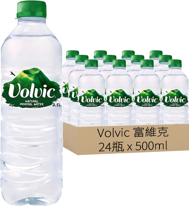 Volvic 富維克 天然礦泉水 歐洲原裝版, 500ml, 24瓶