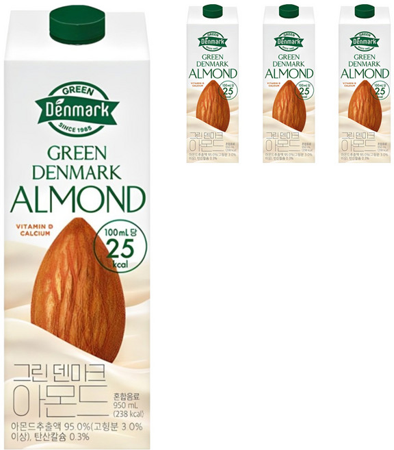 덴마크 그린 아몬드, 950ml, 4개