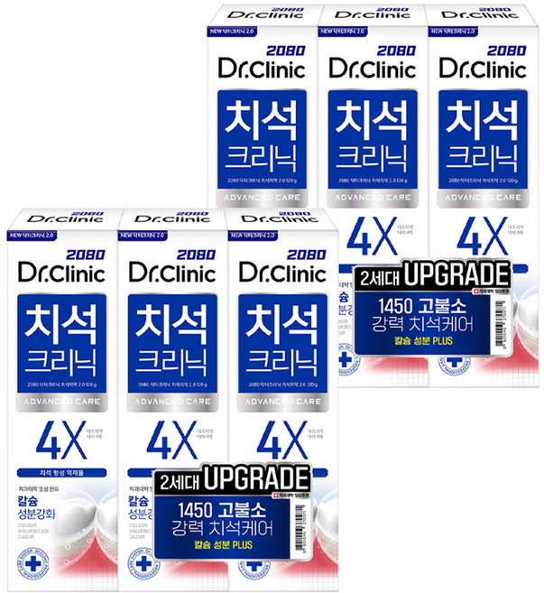 2080 닥터크리닉 치석치약 투, 120g, 6개