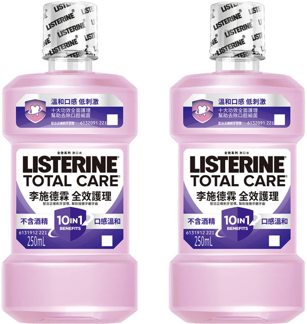 LISTERINE 李施德霖 全效護理除菌漱口水 無酒精配方, 250ml, 2瓶