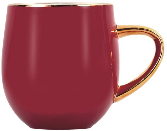 Royal Duke 福氣骨瓷馬克杯 480ml 財源滾滾 口徑8.1cm 杯12.7 x 9.3 x 9.9cm, 棗紅色, 1個