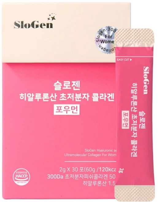 슬로젠 여성용 히알루론산 초저분자 콜라겐 30p, 60g, 1개 - 쿠팡