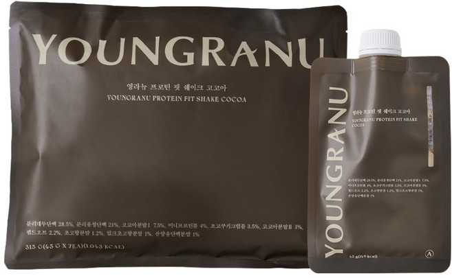 Youngranu Protein Fit美體奶昔 可可口味, 1個, 315克
