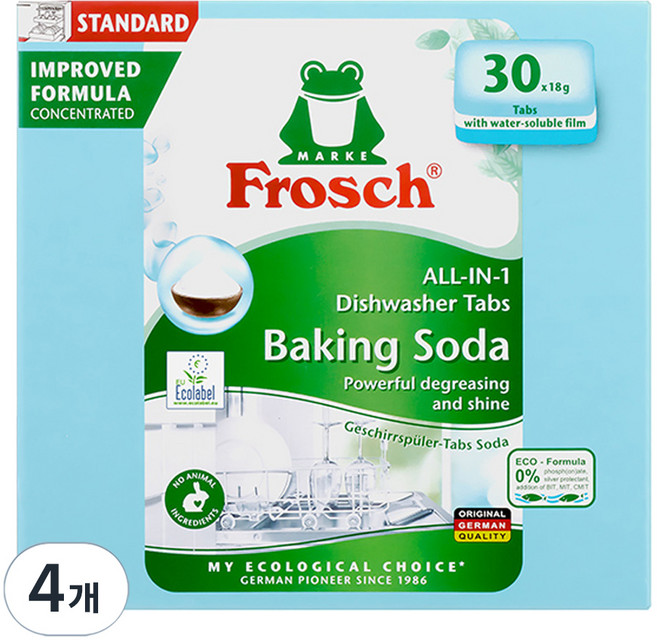 프로쉬 올인원 베이킹소다 식기세척기 세제 30p, 540g, 4개