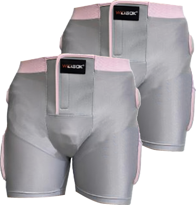 感恩使者 防撞褲 護臀保腰 萊卡布EVA材質 全方位保護 灰色粉邊, 2個