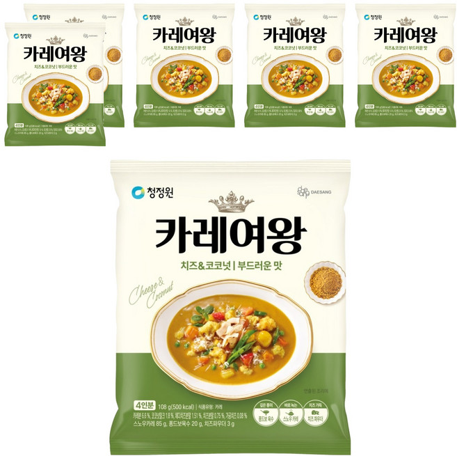 카레여왕 청정원 치즈 앤 코코넛, 108g, 6개