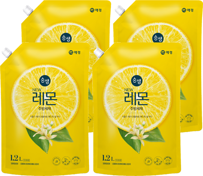 Soonsaem 檸檬洗碗精補充包, 1.2L, 4包