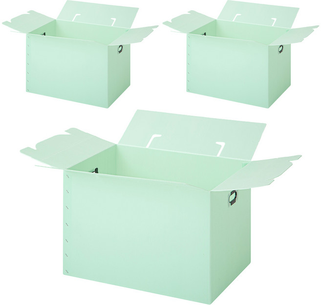 코멧 테이프 없이 조립하는 편리한 이사박스, 민트, 3개
