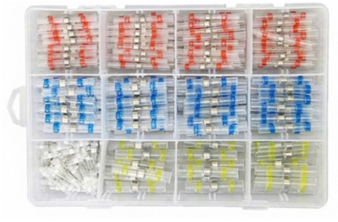 올커버 열수축 납땜 튜브 전선 방수 커넥터 250p + 케이스 세트, 1세트