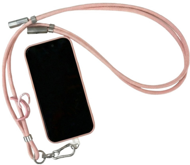 오아 퀵스트랩 C타입-C타입 고속 충전 케이블 휴대폰 목걸이줄, 1.6m, 코튼핑크, 1개