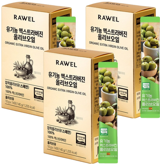 로엘 유기농 엑스트라버진 올리브오일 14p, 140g, 3개