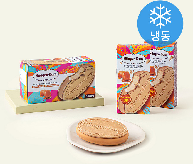 하겐다즈 크리스피 샌드위치 리치 카라멜 아이스크림 (냉동), 60ml, 3개입, 1개