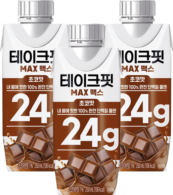 테이크핏 맥스 초코맛 드링크믹스 RTD, 250ml, 3개