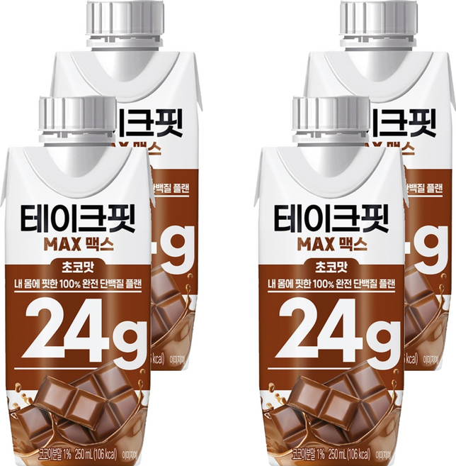 테이크핏 맥스 초코맛 드링크믹스 RTD, 250ml, 4개